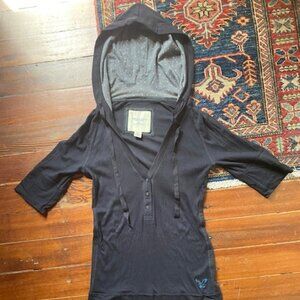 AE Henley Tshirt hoodie Black S/P